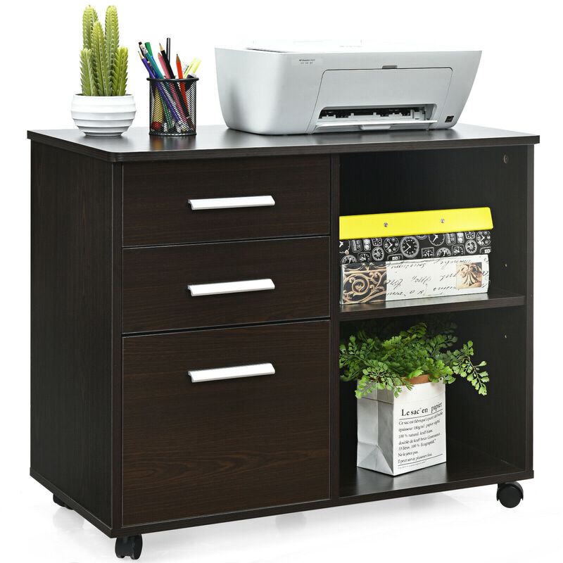 3-Drawer Mobile Lateral File Cabinet Printer Stand image number 0