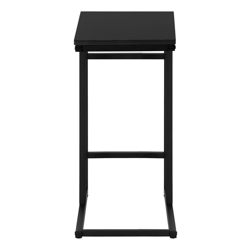 Accent Table, C-shaped, End, Side, Snack, Living Room, Bedroom, Black Laminate