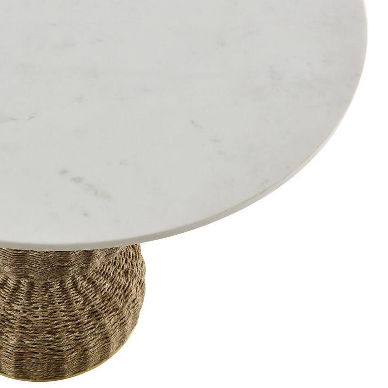 Zale 36" Marble and Seagrass Dining Table image number 5