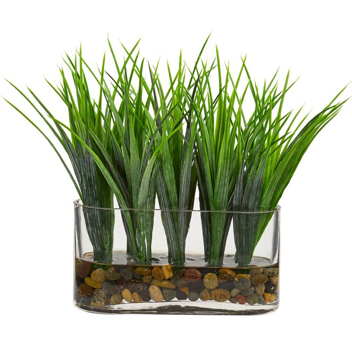 HomPlanti Vanilla Grass Artificial Plant in Oval Vase