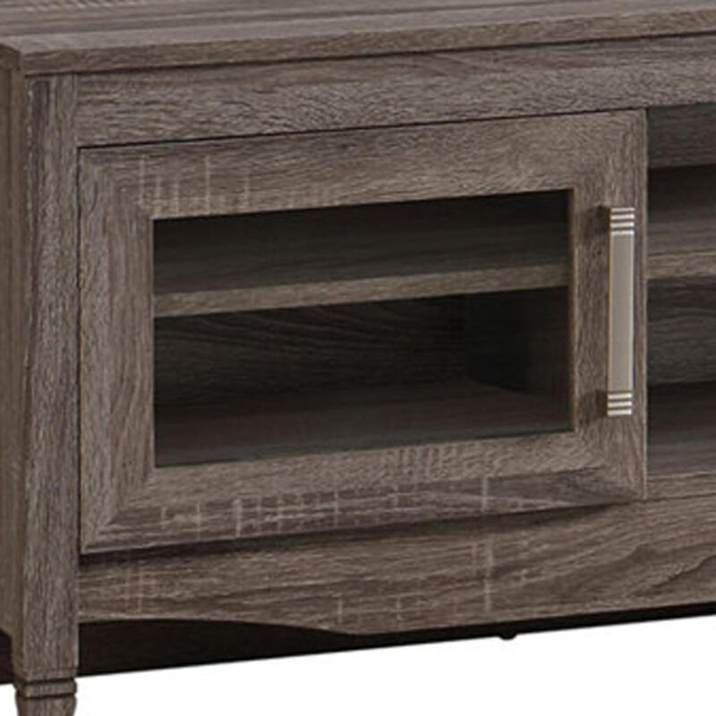 HomeRoots 53" Gray Wood Enclosed and Open Storage TV Stand image number 3
