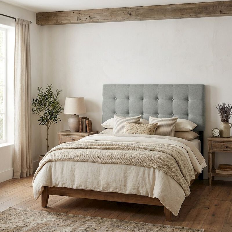 Upholstered Fabric Queen Headboard with Padded Design and Durable Frame image number 2