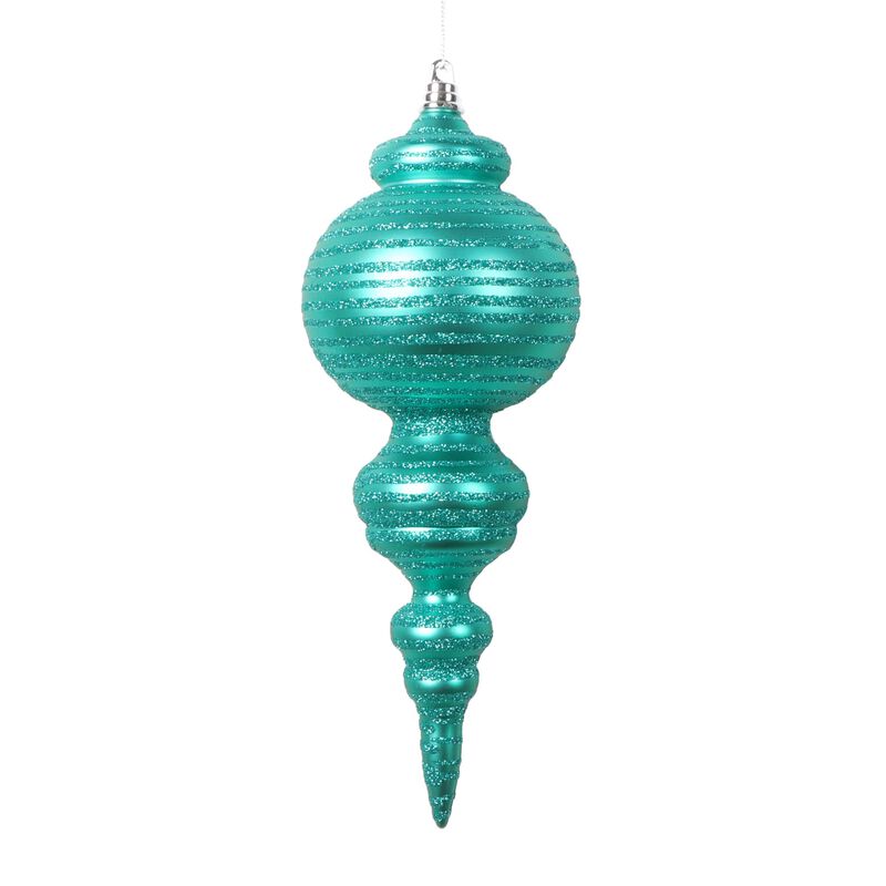 Vickerman 10" Matte Teal Finial Ornament, 2 per Bag. image number 0