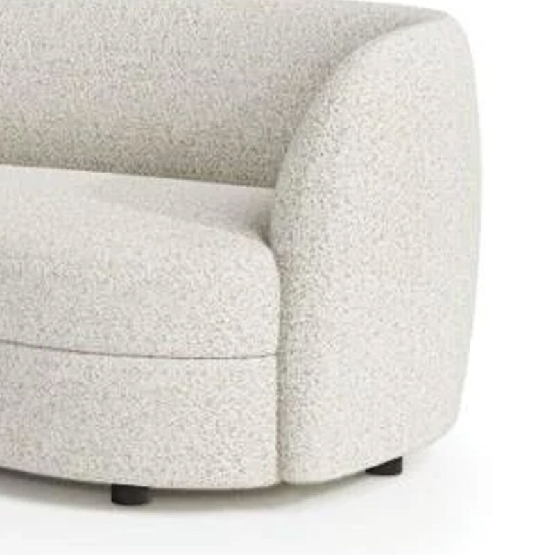 Srey Loveseat, 64 Inch, Modern White Boucle, Curved Kidney Shape - Benzara - Benzara
