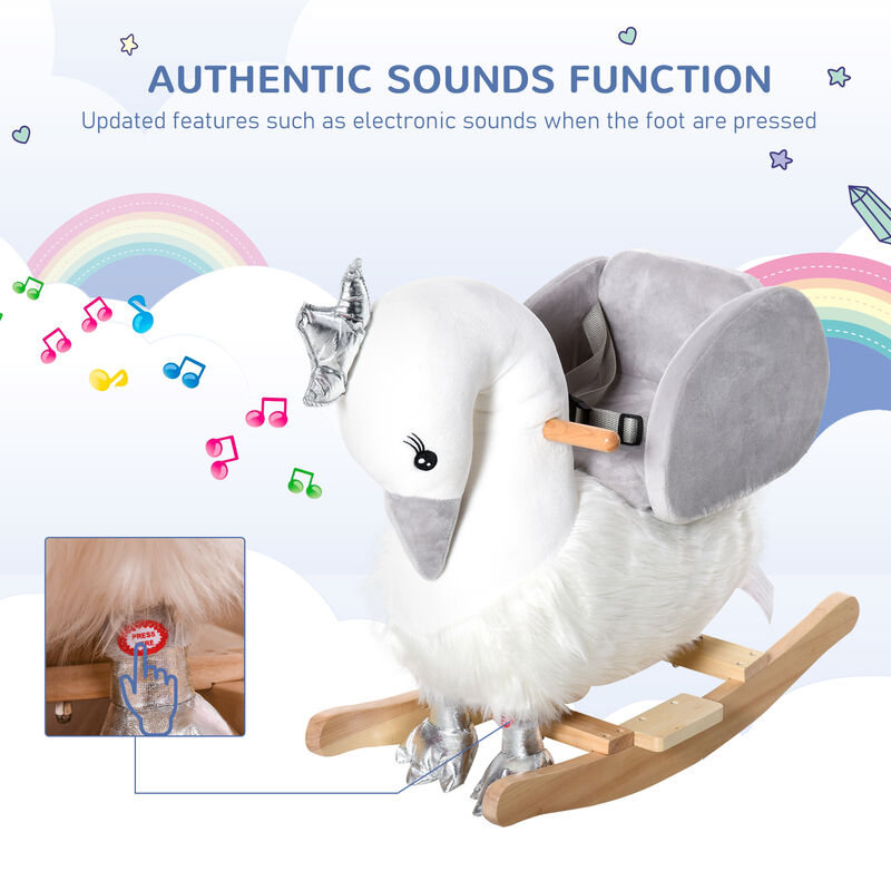 BreeBe Plush Swan Ride-On Rocker with Safety Belt image number 3