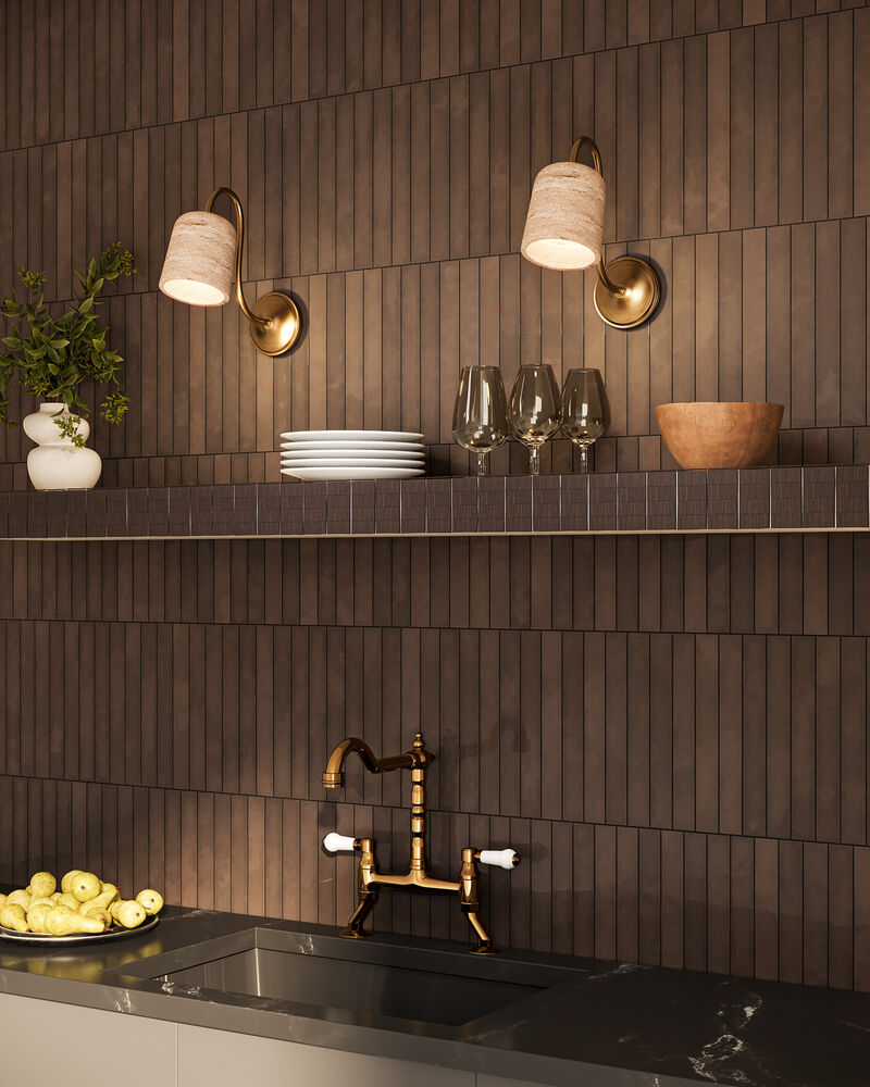 Bromley 5-in Damp-Rated Wall/Vanity Light with Natural Travertine Shade image number 1