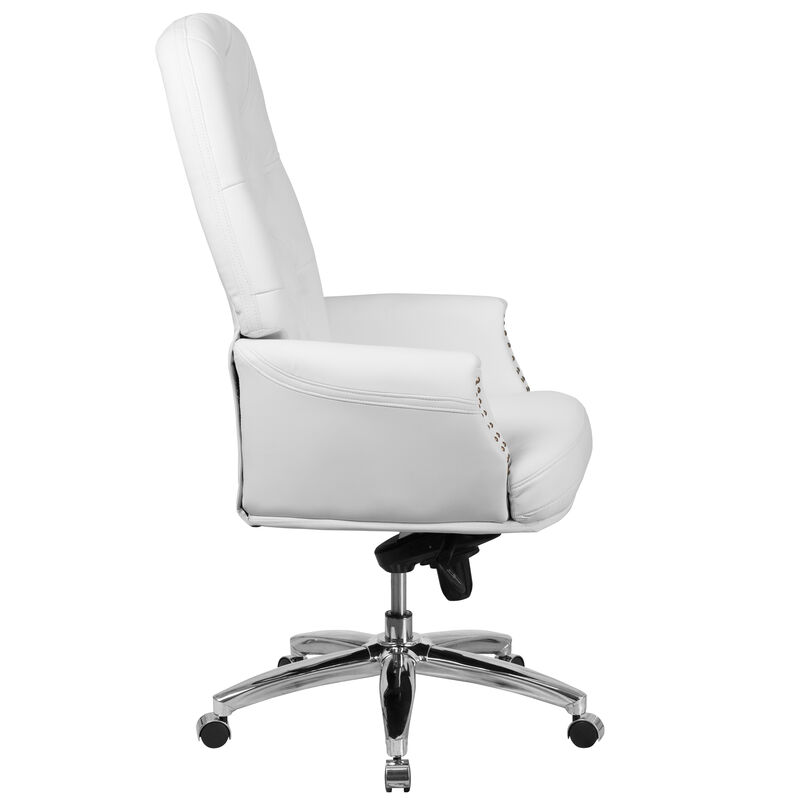 Hansel High Back Traditional Tufted White LeatherSoft Multifunction Executive Swivel Ergonomic Office Chair with Arms image number 7