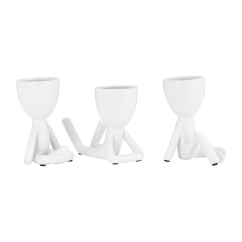 S/3 8" Sitting Humans, White image number 1