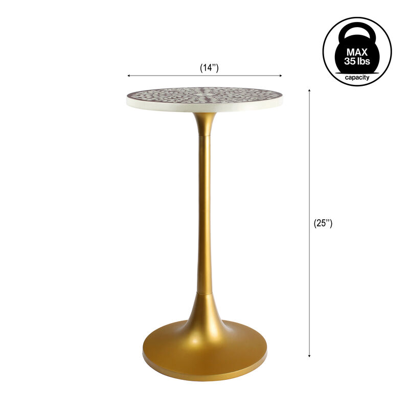 Nysha Modern Bohemian Metal/Resin Inlay Top End Table