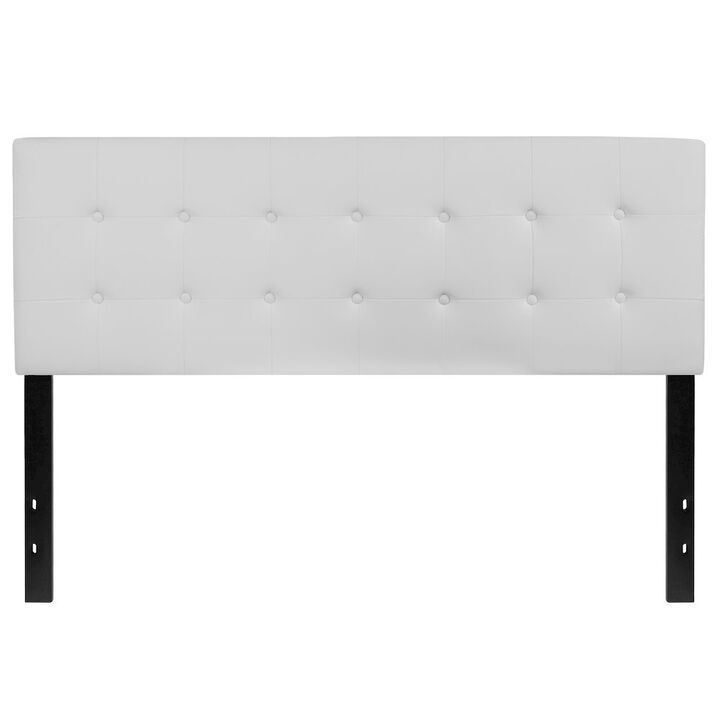 Flash Furniture Tufted Upholstered Queen Size Headboard in White Vinyl