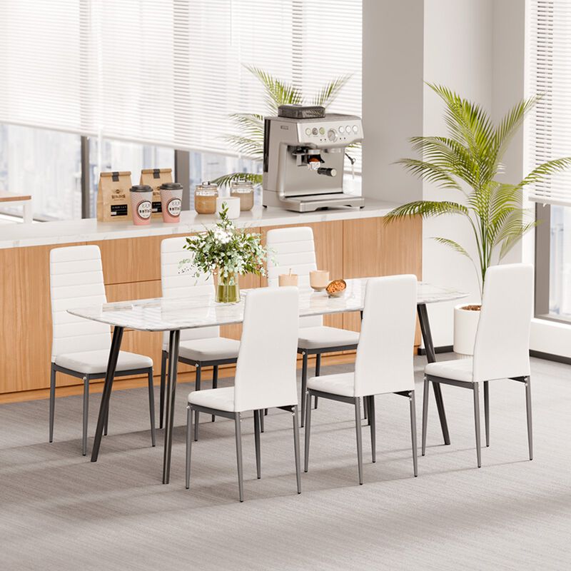 Modern Accent Dining Chairs Set of 4, Padded Leather Chairs with Sturdy Metal Legs image number 1