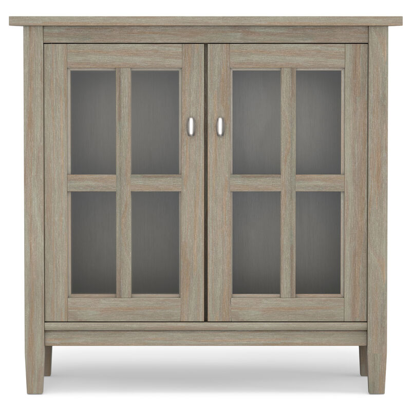 Warm Shaker SOLID WOOD 32 inch Wide Transitional Low Storage Cabinet in Distressed Grey