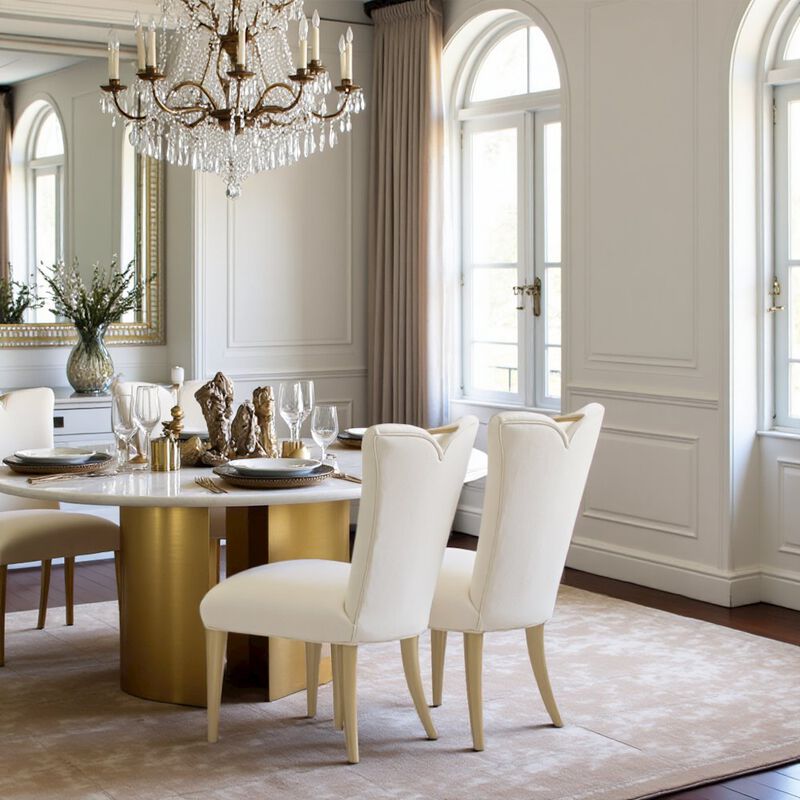 Elegant Upholstered Dining Chairs Set of 2 &ndash; Champagne Finished Side Chairs image number 4