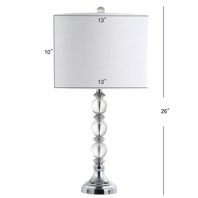 Paul 26" Crystal/Metal LED Table Lamp, Clear/Chrome (Set of 2)
