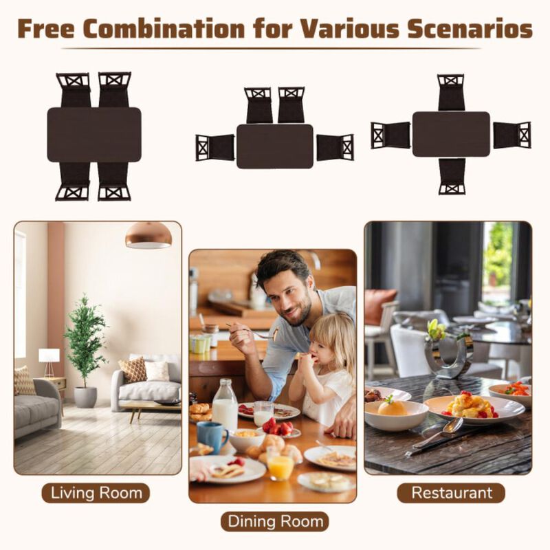 Hivvago 5-Piece Dining Table Set with Wide Tabletop and Rubber Wood Legs