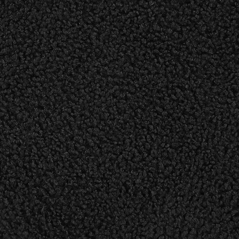 Aia 18 Inch Storage Ottoman, Black Faux Sheepskin, Round Rubberwood Feet - Benzara