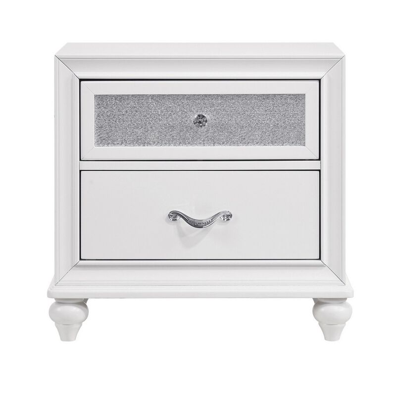 King Bedroom Set, White Wood, 3 Piece Set with 2 Nightstands image number 6