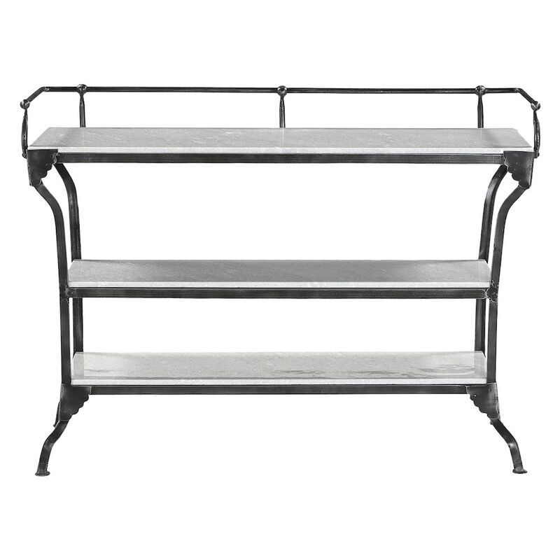 World Interiors Calloway 50" Console Table with White Marble and Black Metal Base image number 2