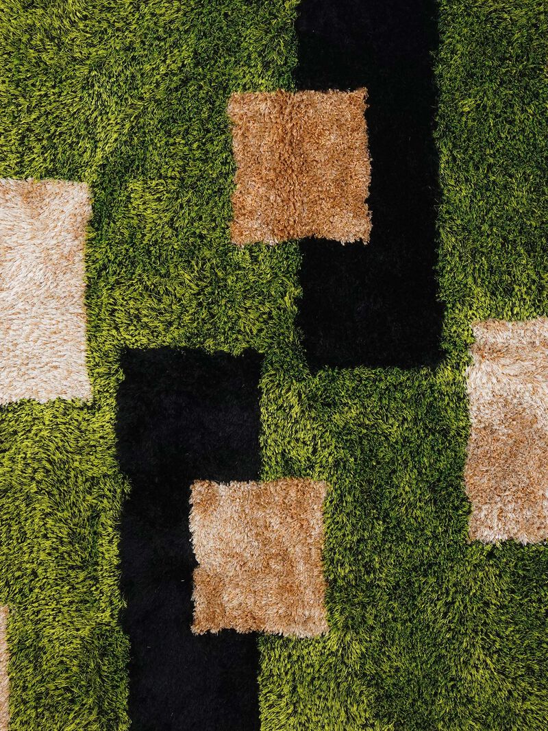 RUGSOTIC CARPETS HAND TUFTED SHAG POLYESTER ECO-FRIENDLY AREA RUGS  - Square, Size, Geometric Modern Design, High Pile Thick Handmade Anti Skid Rugs for Living Room K00012 image number 3
