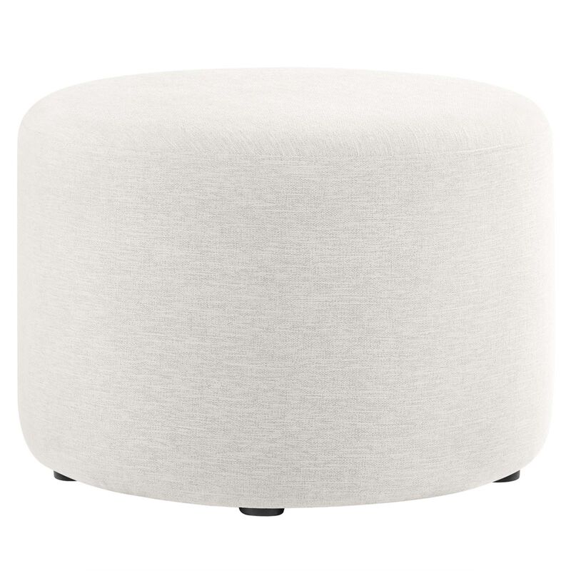 Callum Large 23" Round Woven Heathered Fabric Upholstered Ottoman