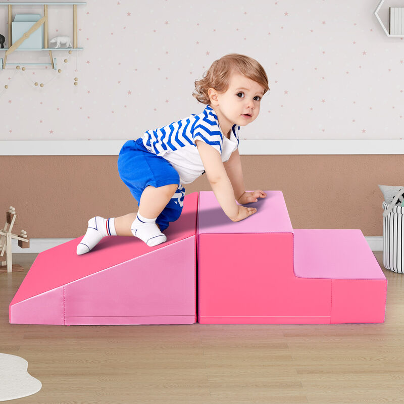 Infant and Toddler Foam Blocks 2-Piece Step and Slide Climber Set image number 6