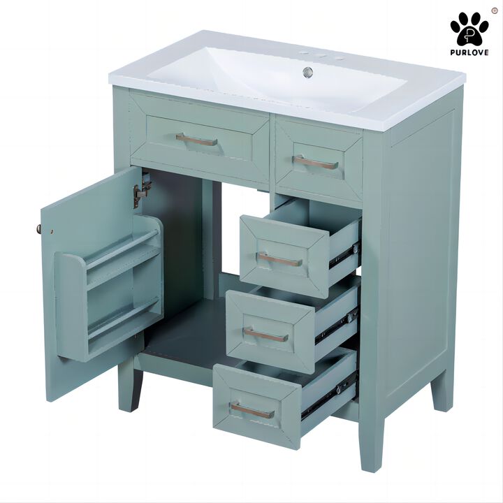P PURLOVE Bathroom Furniture Vanity with Sink Combo