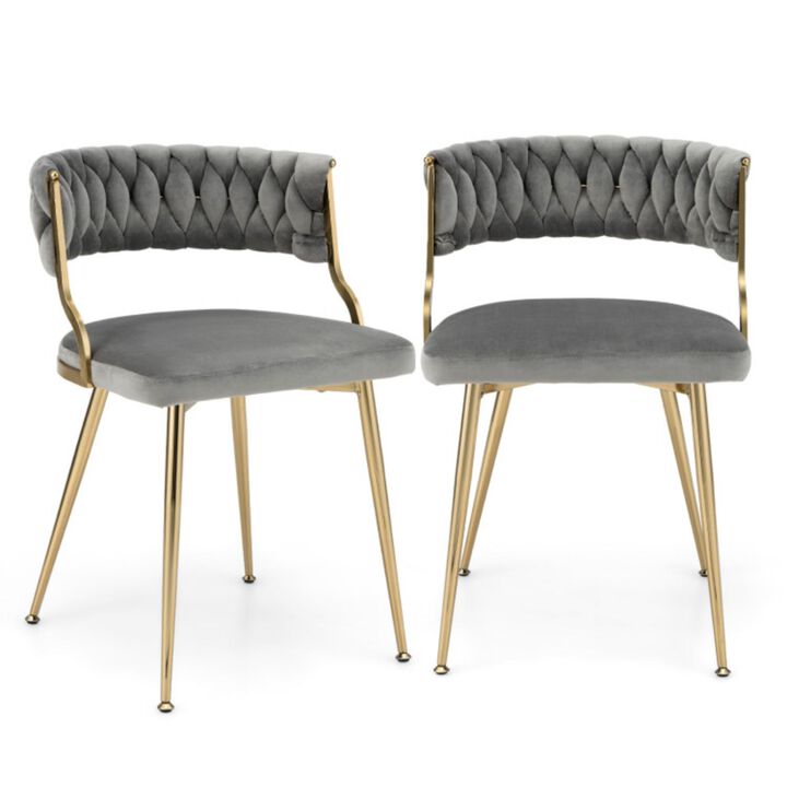 Hivvago Upholstered Dining Chairs with Golden Metal Legs for Living Room
