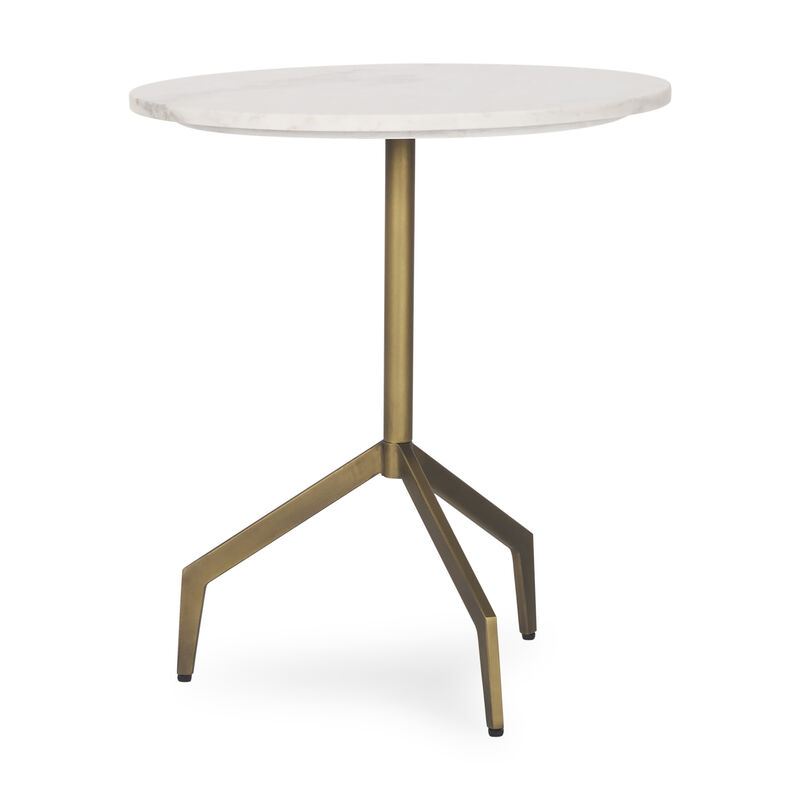 HomeRoots 20" White and Gold Stone and Iron Oval End Table image number 3