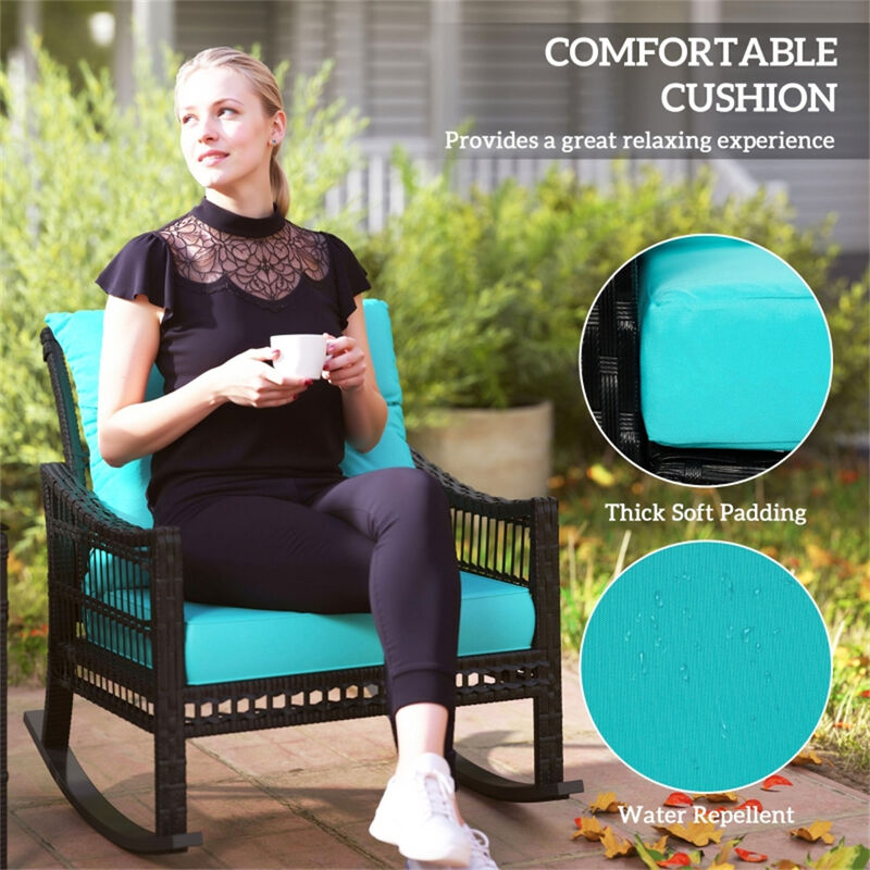 Outdoor Rattan Rocking Chair with Coffe Table Outdoor Seating image number 3