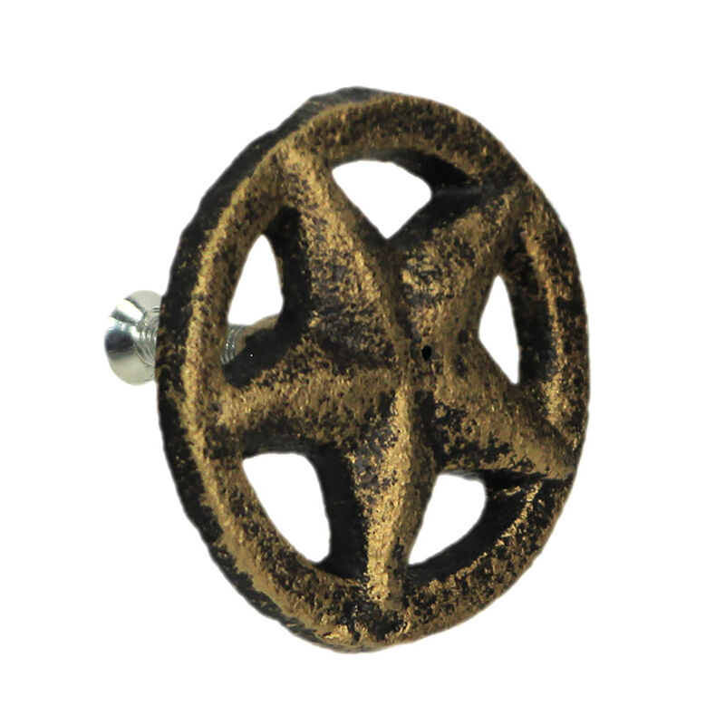 Set of 12 Antique Gold Western Star Cast Iron Cabinet Knobs or Drawer Pulls - 2 Inch Diameter - Easy Install - Enhance Your Drawers with Classic Charm image number 3