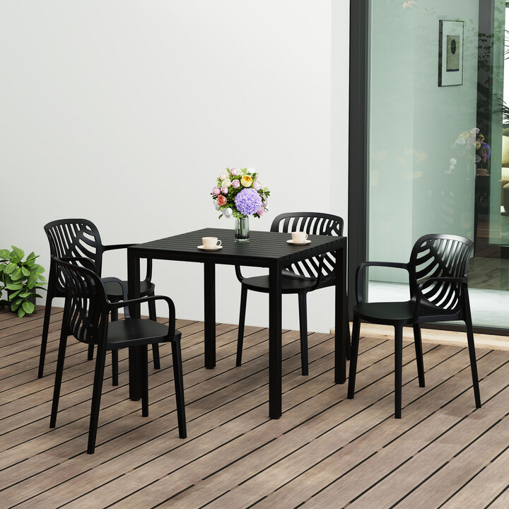 WestinTrends 5-Piece Outdoor Square Dining Table Patio Set with Stackable Patio Dining Chairs