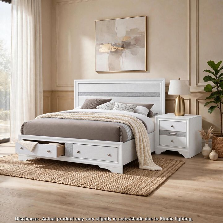 2pc King Bedroom Set, Storage White, Nightstand
