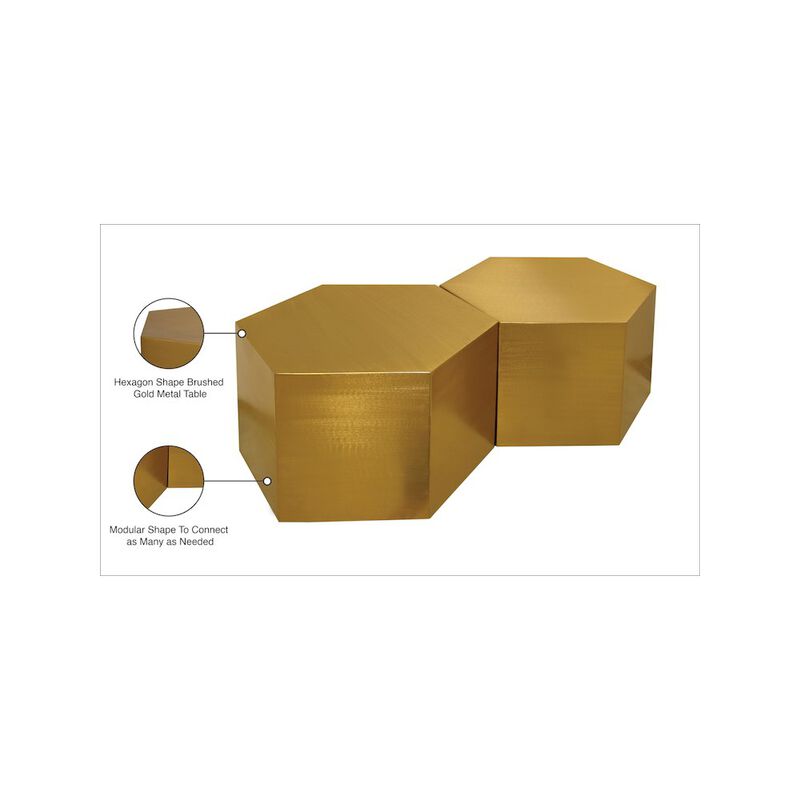Meridian Furniture Hexagon Brushed Gold Coffee Table