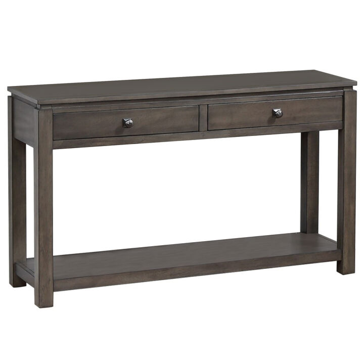 Shades of Gray 53 in. Weathered Grey Rectangle Solid Wood Console Table with 2 Drawers
