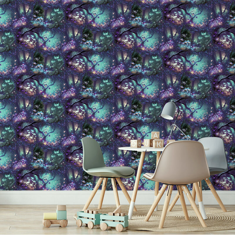 Oleda Dark Blue Magical Garden Wallpaper image number 2
