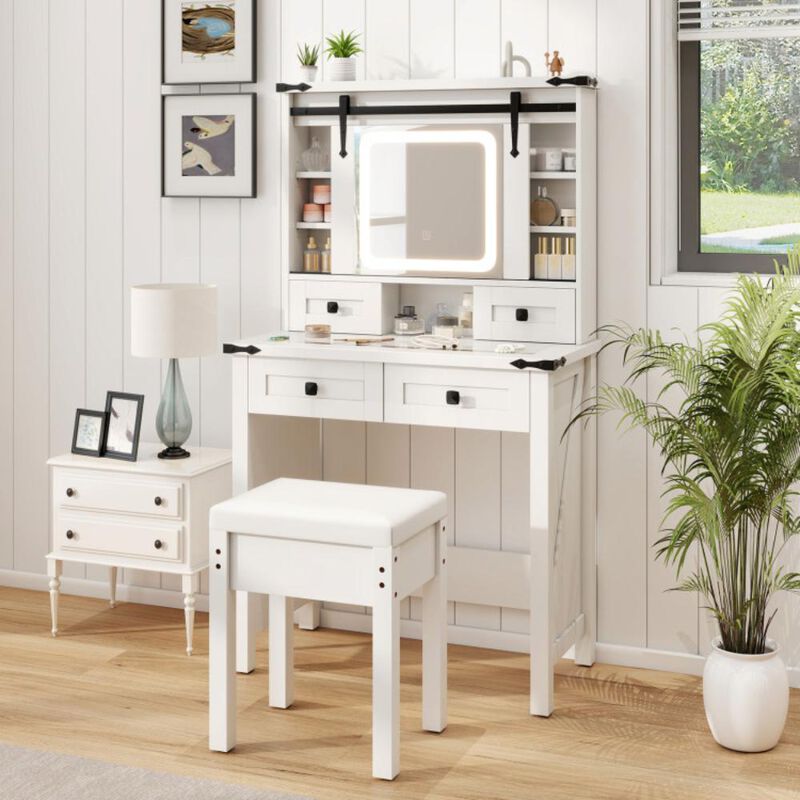 Hivvago Makeup Vanity Desk with Mirror and Adjustable Storage Shelves