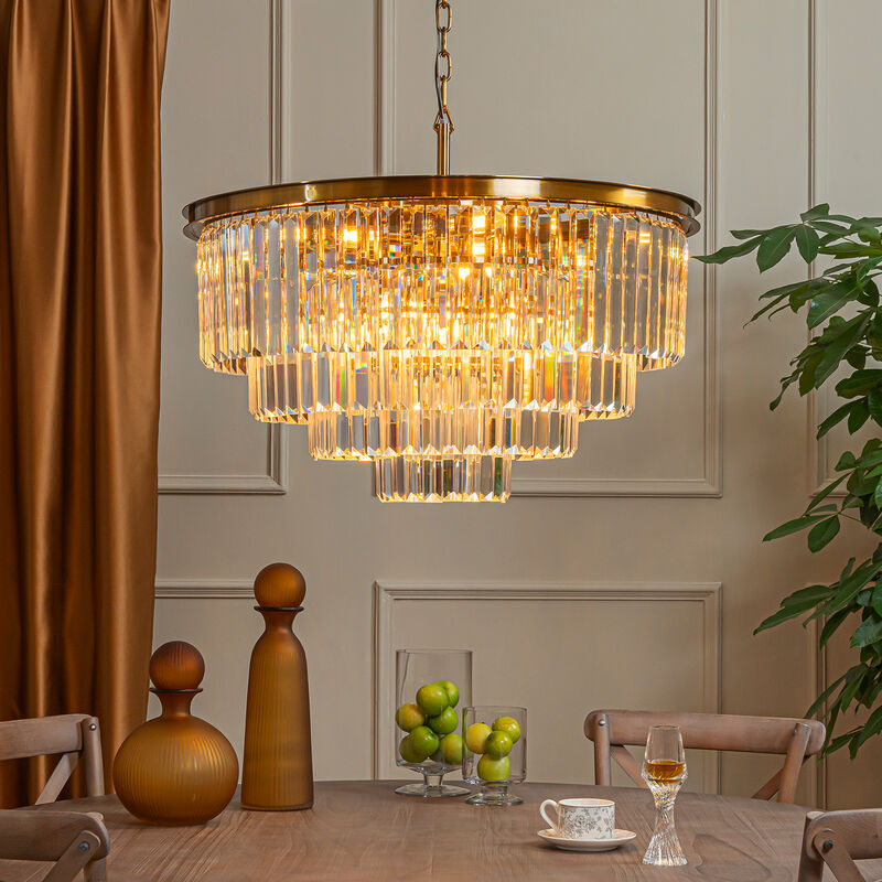 Modern 4-Tier Round Crystal Fringe Chandelier image number 2