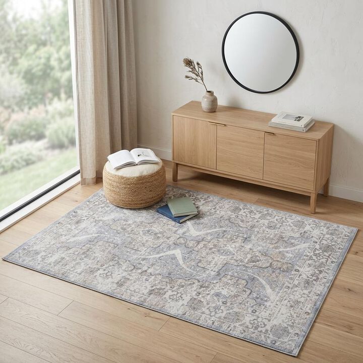 HomeRoots Abstract Distressed Area Rug