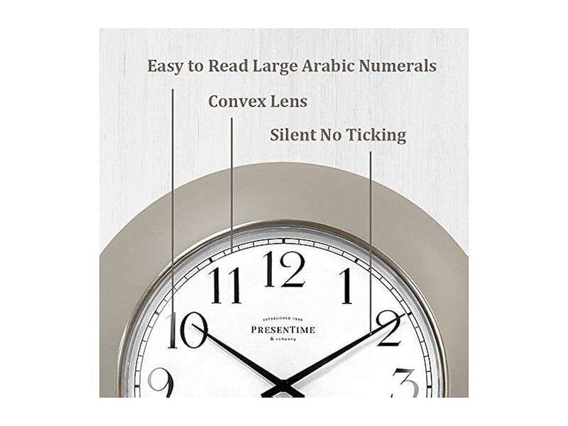 Classic Shatter Proof Convex Lens Morning Wall Clock 12 Inch Silver Modern image number 2