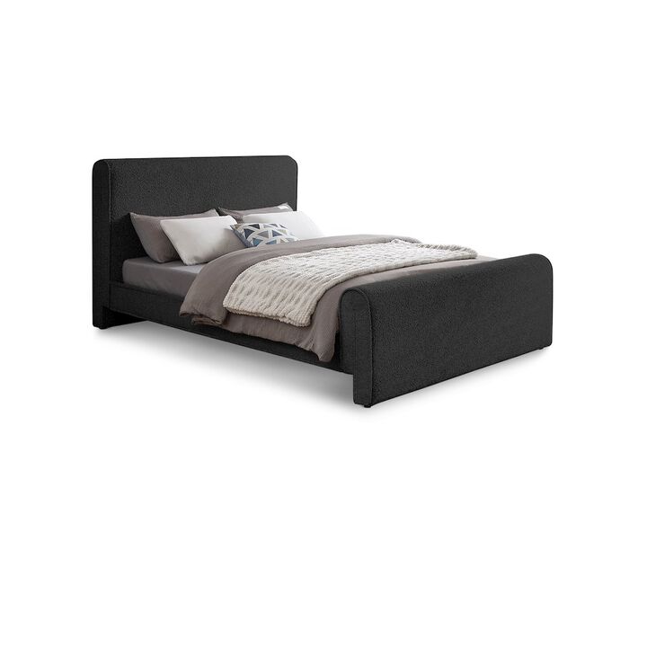 Meridian Furniture Stylus Black Boucle Fabric Queen Bed