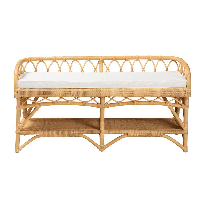 Bali & Pari Leryn Modern Bohemian Natural Brown Rattan Bench