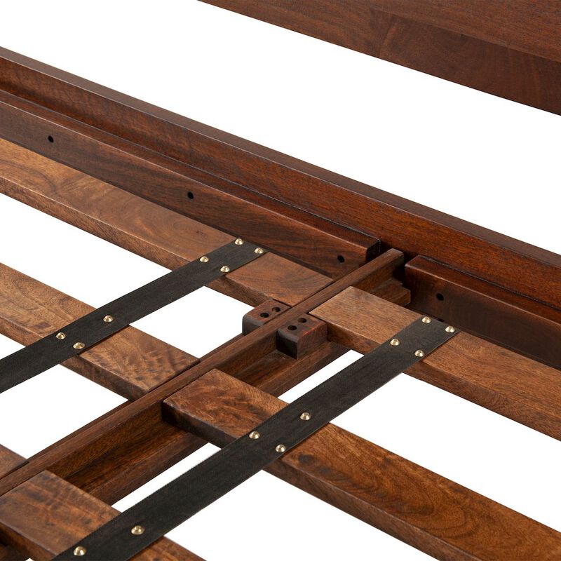 World Interiors Manhattan Retro Mid Century Wood King Platform Bed