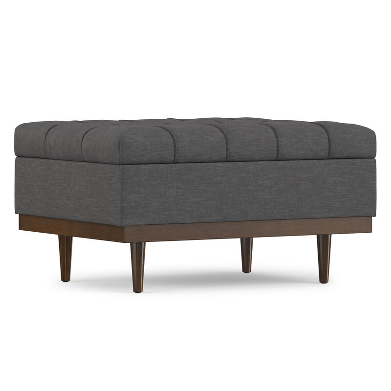 Mariah 34 inch Wide Contemporary Rectangle Coffee Table Storage Ottoman in Slate Grey  Polyester Linen, Assembled image number 7