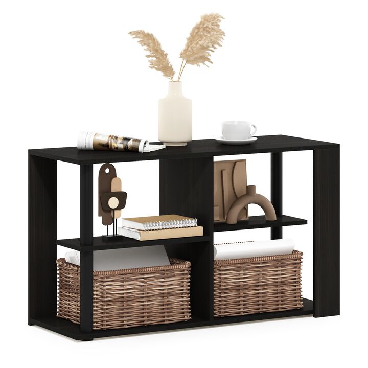 Furinno Romain Narrow End Table with Shelves, Espresso/Black