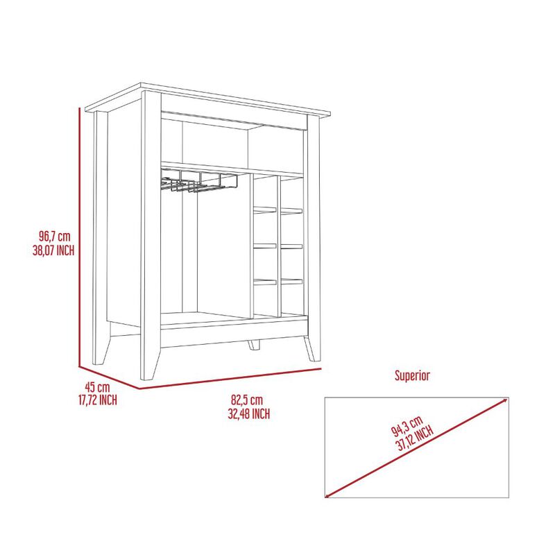 Essential Bar Cabinet, One Open Shelf, Six Built-in Wine Rack, One Drawer -Light Gray