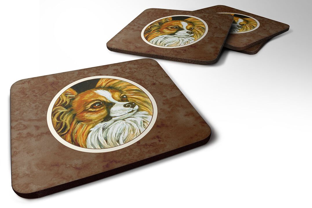 Caroline's Treasures 7248FC Papillon Foam Coasters (Set of 4), 3.5, Multicolor