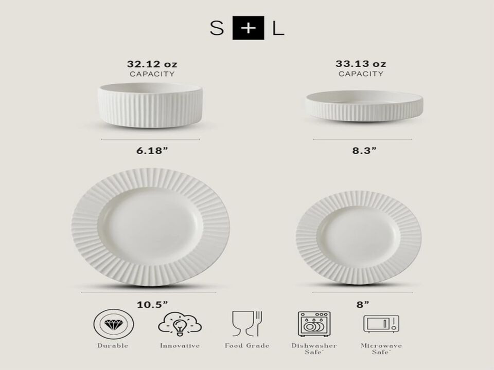 Christian Siriano Lusso 16-Piece Dinnerware Set Stoneware, White