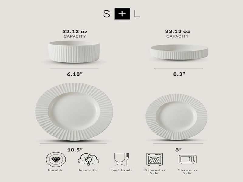 Christian Siriano Lusso 16-Piece Dinnerware Set Stoneware, White