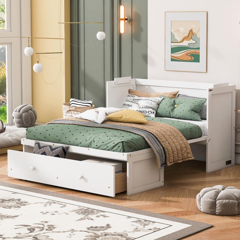 Merax Full Size Murphy Bed with USB Port and a Large Drawer image number 1