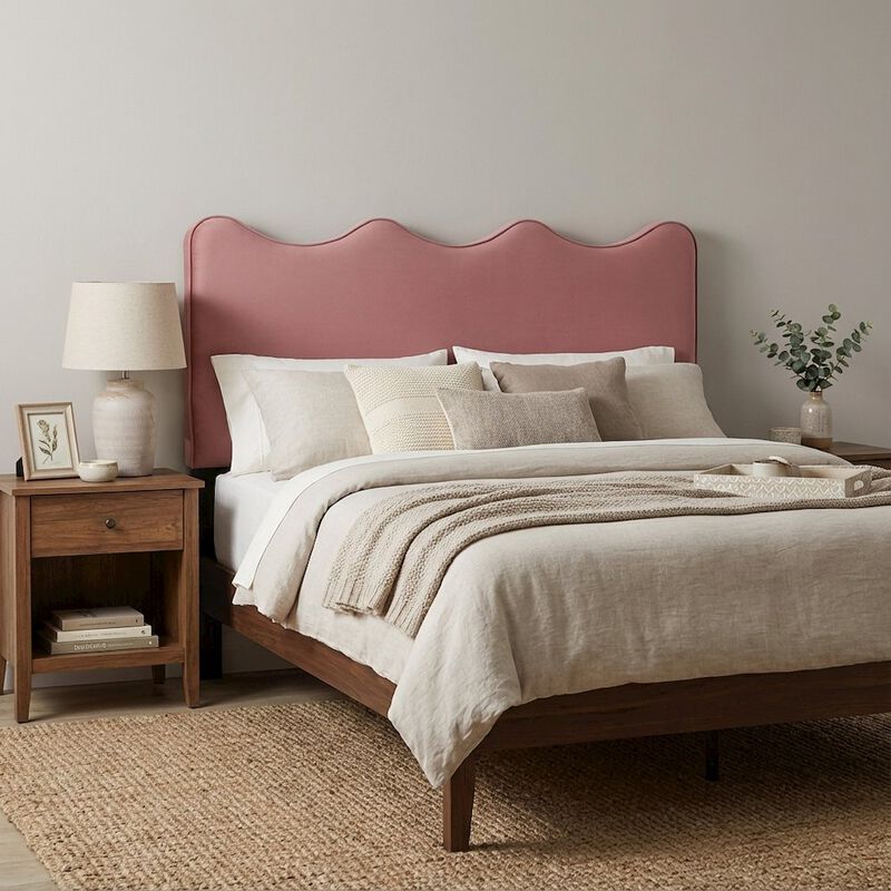 Performance Velvet Queen Headboard in Soft Fabric, Sturdy Frame, Elegant Design image number 3
